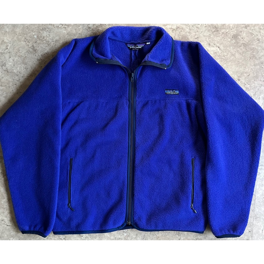 Vintage Patagonia Synchilla Fleece Jacket Mens 13/14 Blue Full Zip Made in USA - Picture 2 of 9
